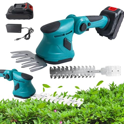 Cisaille de Jardin/Taille-haie Easy Shear,2 en 1 Cisailles à Gazon, Batterie 21V,pour Couper Les Haies,Les pelouses,Comprend Un Tailleur portatif,Une Batterie et Un Chargeur (1 Batterie)