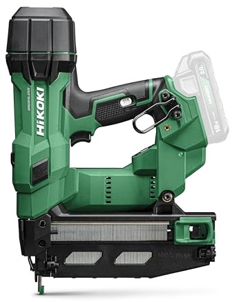 HiKOKI Clavo con batería de 0° - 18 V, 25-64 mm, calibre 16, compacto, ligero, potente, luz LED, motor sin escobillas, accionamiento por resorte neumático, incluye maletín