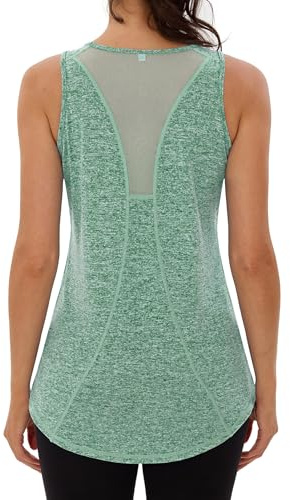 Wayleb Women Sports Tank Top Gym Running Mesh Backless Workout Top Yoga Ladies Loose Quick Dry Vest Tops S-3XL Green