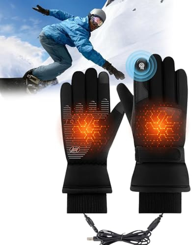 USB Beheizte Handschuhe, Elektrisch Beheizte Handschuhe, Warme Heizhandschuhe, Fahrradhandschuhe Herren Damen, Touchscreen-beheizte Fäustlinge, Beheizte Winterhandschuhe, für Drinnen und Draußen