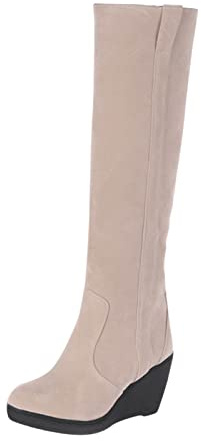 Winterstiefel Damen Gefüttert Hoch - Kniehohe-Stiefel Mit Keilabsatz Fleece Overknees Stiefel Langschaft Wildleder-Stiefel Spitzzehe Schlupfstiefel Einfarbig Elegante Damenstiefel