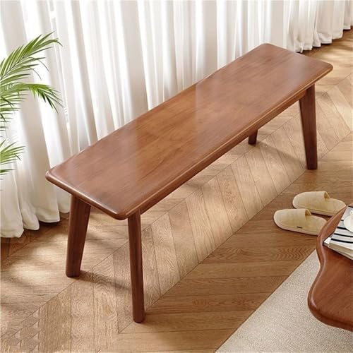 WKSPOO Solid Wood Bench Indoor, Farmhouse Entryway Bench, Simple Dining Table Bench, Vintage Rectangular Shoe Changing Benchs for Living Room, Hallway or Dining Room(Brown,120cm/47.2in)