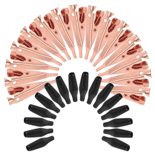 MAGICLULU Set 20 Morsetti a Coccodrillo in Rame Massiccio Piatti Isolati con Copertura Nera, Clip per Test Elettrici e Misurazioni, Pinze Piccole per Elettronica, Uso Professionale e Fai