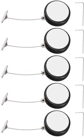 PATIKIL Retractable Remote Control Cable Tether (4.9ft / 1.5M, Black)(5 Set) Round Remote Control Security Lanyard Lock Adjustable Locking Leash with Round Iron Cap, Suit for - TVs/Tablets