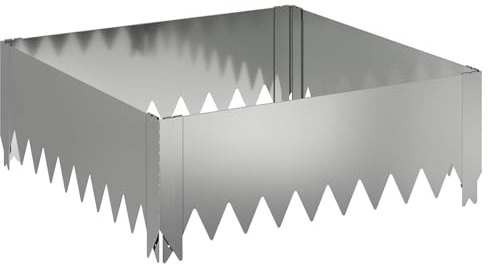 HFXHIJXQ Borde de césped 60 x 60 x 20 cm de acero plateado – Moderno borde de parterres con recubrimiento en polvo – Flexible metal borde de paisajismo para parterres, caminos y césped en el jardín