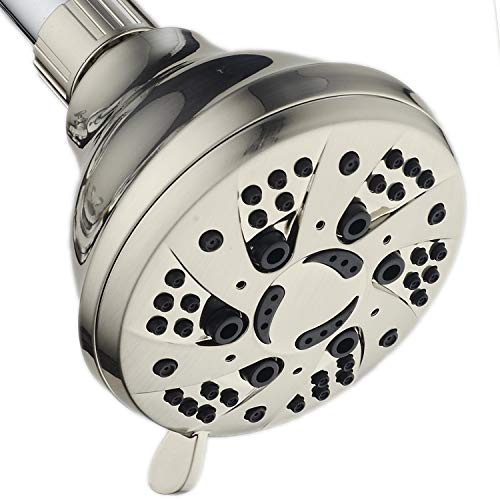 AquaDance BRUSHED NICKEL High Pressure 6-Setting Spiral Shower Head โ Angle Adjustable, Anti-Clog Showerhead Jets, Tool-Free Installation - USA Standard Certified - Top U.S. Brand