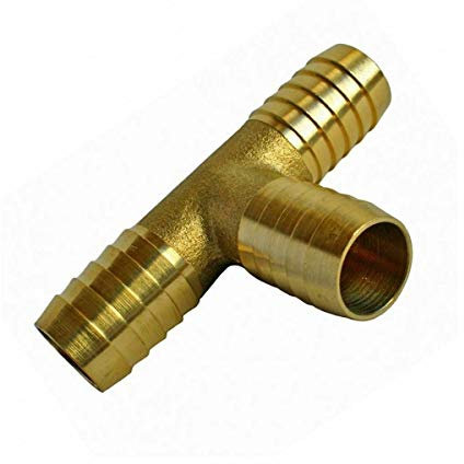 25 mm 1 in Brass T Type 3 Way Hose Joiner Barbed Connector Air Fuel Water Pipe Tubing