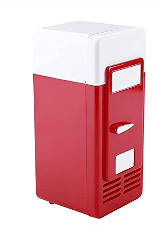Flatware LED Mini USB freezer 5V Portable Fridges car Refrigerator Drinks Beverage Cans Refrigerator and Heater Cool Box For Cosmetics Food Bedroom Office Dorm (Color : Red)