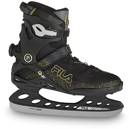 FILA Herren Schlittschuh Primo QF | Freizeit | Edelstahlkufe | Perfekter Halt & Komfort | schwarz-Gold, 44