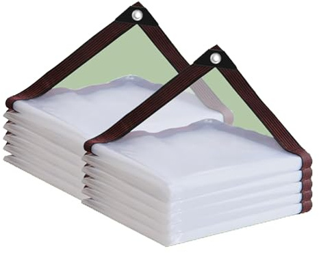2Pack Clear Tarp Waterproof with Grommets, 6x6ft Duty Transparent Tarpaulin, Multi-Purpose Plastic Sheet Cover for Garden, Greenhouse, Furniture, Chicken Coop
