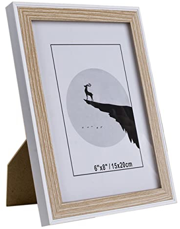 BESCH Marco de Foto Decoración 15cm x 20cm Madera con Soporte de Pie (Madera Blanca 6x 8 Pulgadas)