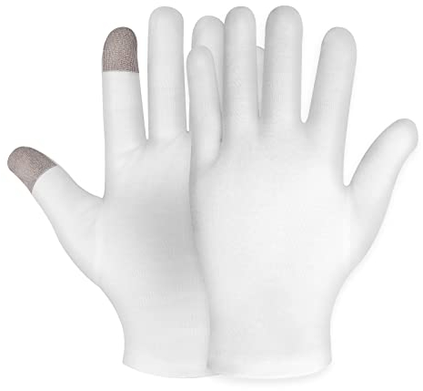 WLLHYF 1 Paar feuchtigkeitsspendende Handschuhe weiß Baumwolle Touchscreen für Damen und Herren über Nacht Schlafenzeit Lotion trockene Hände Spa kosmetische Behandlung Feuchtigkeitsspendendes