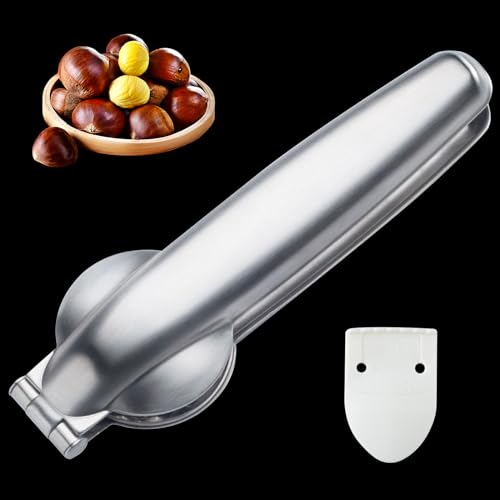 TONAUP Kastanie Schneider, 2 In 1 Maronizange Schneider Edelstahl, Maroni Schneider Maronen Messer, Nussknacker Walnüsse, Walnussknacker Haselnussknacker, Kastanienöffner