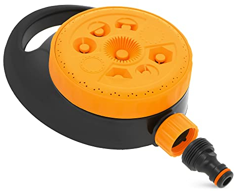 Garten Sprenger mit Einstellbare Statische Tragbares Sprinkler Wassersprinkler mit Untersatz 8 Sprüh-Funktionen Verschiedene Sprühbilder Rasensprenger Kreisregner Bewässerung Wasseranschluss