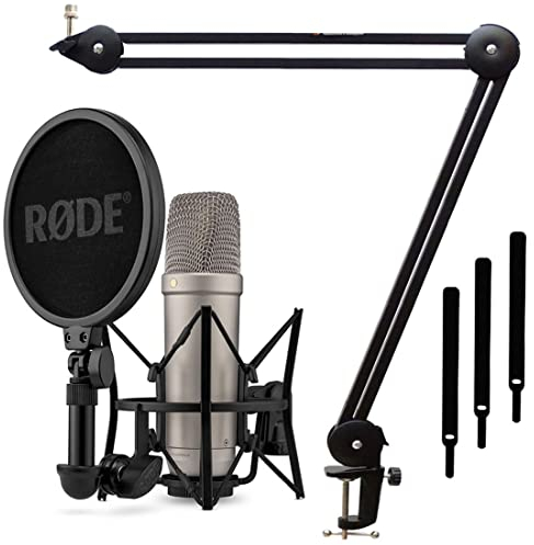 Rode NT1 - Micrófono de Estudio Profesional XLR USB de 5ª Generación para Ordenador y Cantar + Trípode Articulado Keepdrum