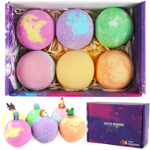 Badebomben Geschenkset, 6 Handgefertigte Badekugeln Kinder Frauen Mädchenbadekugeln mit überraschung, Geschenk für Sie Geschenke für Mama Freundin Geburtstags Weihnachts Valentinstag