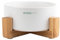 emmi-Pet Keramiknapf mit Holzhalter, Futternapf für Hunde & Katze, Wassernapf für Hund&Katze, Futterstation für kleine & große Hunde, Fressnapf, 750ml