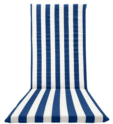 Il Tuo Artigiano Design Cojín para tumbona de playa acolchado 120 x 50 – Fabricado en Italia – Colchón silla tumbona respaldo alto (blanco y azul)