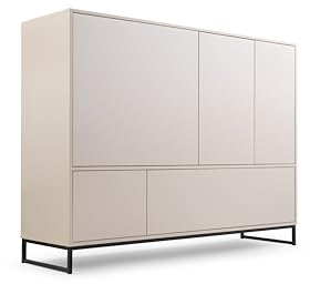 Albello Kommode Livia Schlafzimmer Kommode mit Schubladen Modernes Sideboard Kommode Holzwerkstoff Kommode Kaschmirbeige 160 x 45 x 120 cm