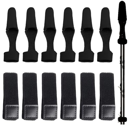 Yaclonq 6 Stück Rutenbänder Angeln Set,Rutenbänder Angeln, Elastische Angelrutentaschen Anti-Rutsch, Angelrutenhalter Klettbänder Angelzubehör für Rutenschutz(Schwarz)