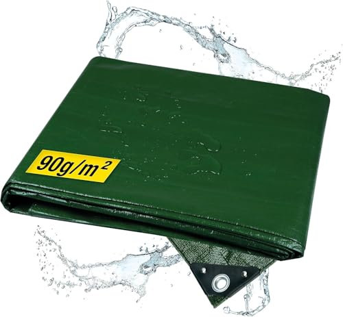 horizont Abdeckplane wasserdicht 5x6m 90g/m² – leichte Plane mit robusten Ösen, ideal für Garten, Pool, Sandkasten & Camping, UV-beständig & langlebig, vielseitige Schutzplane für Outdoor