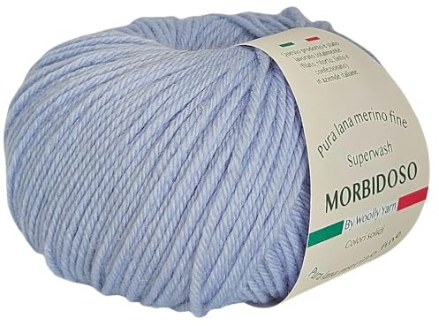 Knäuel aus 100% Merinowolle, einlaufsicher, zum Häkeln und Stricken, Babywolle, einfarbig, 50g 150m, für Decken, Bekleidung und vieles mehr (Hellblau 717)