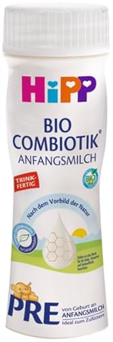 HiPP PRE Bio Combiotik trinkfertig (6 x 200ml), Anfangsmilch von Geburt an, enthält nur Lactose als Kohlenhydrat, in bester Bio-Qualität