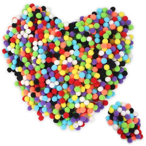 1000 Piezas Pompones 6 mm,Pompones para Fiestas,Pompones de Colores Pompones de Artesanía para Manualidades,Party Decoraciones,Costura-Multicolor