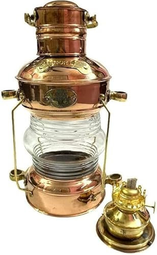 Lanterna antica per la decorazione della casa e dell'ufficio rame e ottone 35,6 cm lanterna a olio/nautica lampada da nave/decorazione domestica barca luce decorativa nautica lampada ad olio lanterna