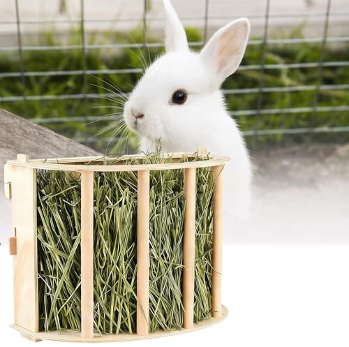 Guinea Pig Hay Feeder, Wooden Rabbit Hay Feeder, Big Volume Hanging Hay Rack Guinea Pig Cage Accessories