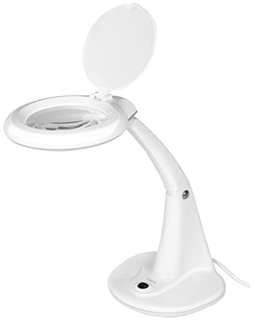 Logilink WZ0059 - Vergrößerungsglas-Schreibtischleuchte, 3 & 12 Dioptrien, Weiß