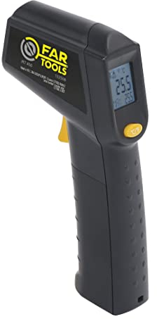Fartools Thermomètre infrarouge avec visée laser, mesure de -40°C à 530°C, unité mesure Celsius & Farenheit, écran digital LCD rétro-éclairé