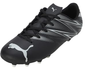 Puma Unisex Youth Attacanto Fg/Ag Jr Soccer Shoes, Puma Black-Silver Mist, 13 UK