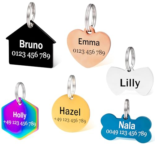 Hundemarke mit Gravur - Edelstahl Hundemarke mit Name, Telefonnummer - Hundemarke personalisiert mit Symbolen Dog Tag Namensschild für Halsband