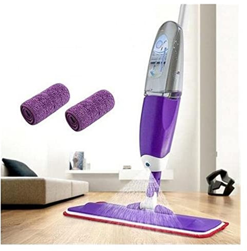 QWAXTRIW Limpieza del trapeador de Piso Trapeador de Piso Plano Trapeador en Aerosol con Almohadillas de Microfibra Reutilizables Trapeador con Mango de Metal Giratorio de 360 ​​​​Grados para el