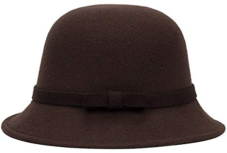 Ayuduots Bowlerhut aus Wollfilz mit Schleife, Herbst-Winter-Vintage-Glockenhut mit Krempe, eleganter Fedora-Bucket-Hut für Damen
