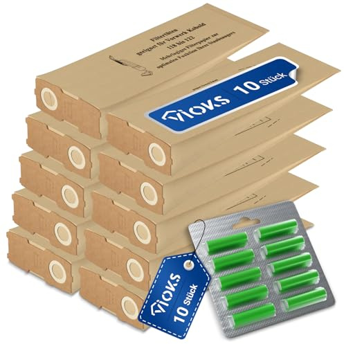 VIOKS 10 bolsas de repuesto para aspiradora Vоrwerk + 10 varillas aromáticas para aspiradora Vоrwerk Kobold VK118 VK119 VK120 VK121 VK122