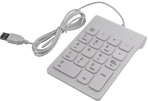 Pqahffowr Mini USB cablato tastierino numerico tastierino numerico 18 tastiera numerica per contabilità Teller computer portatile Android Notebook Tablet PC (bianco)