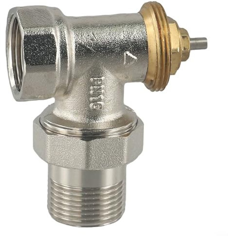 Válvula de control termostática de ángulo de latón, válvula de radiador de regulación de temperatura de instalación vertical de rosca M30x1.5mm sin cabeza (DN20)