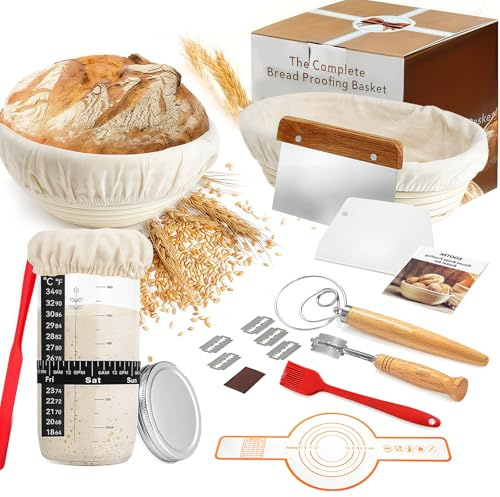Biigdan Kit Completo Iniciación Pan Masa Madre,2 Banetones Para Pan