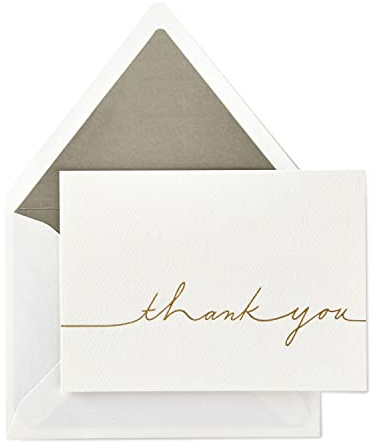 Hallmark Signature Gold Thank You Cards, Gold Script (10 Cards with Envelopes)