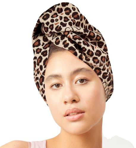 GLOV Toalla Turbante de Microfibra para Pelo Rizado Secado Rápido Anti Frizz Absorbente Ideal para Cuidado del Cabello Toalla para el Pelo Mujer Talla Universal Leopard Print