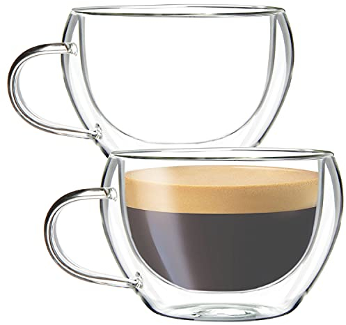Youngever 2 Paquetes 165ML Tazas de Espresso, Vasos de Café Doble, Tazas de Café de Vidrio