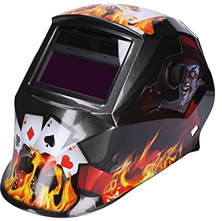 Automatik Solar Schweißhelm UV/IR-Schutz großes Sichtfenster für alle Schweißarten automatische Verdunkelung Schleifmodus Schweißmodus Empfindlichkeit & Verzögerungszeit einstellbar (Pokerface)