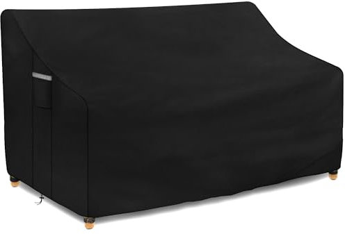 Dokon Funda para Banco de Jardín 2 Plazas Impermeable Funda Protectora Banco Exterior con Salidas de Aire, Anti Viento, Anti-UV Tela Oxford 420D Cubierta Sofá Terraza (134x66x63/89cm) - Negro