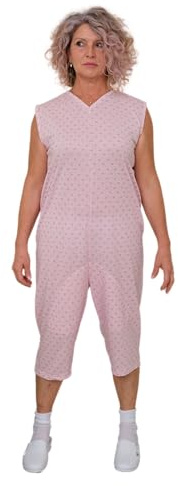 FERRUCCI COMFORT Pigiama Sanitario tutone Smanicato Estivo in Cotone con Pantalone Corto - 9008/7 - Adatto agli Anziani - Realizzato in Italia (M, Rosa)
