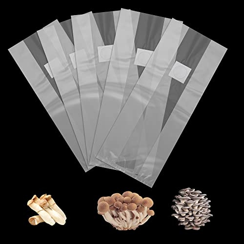 aleawol 50 Stück Dicker Pilzzucht Beutel 32 x 50 cm, Pilz Pflanzbeutel Optimal für Substrat, Mushroom Spawn Grow Bag mit 0,2 Mikrometer Filter, Tolles Geschenk für Pilz Gemüse Liebhaber
