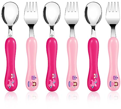 Lehoo Castle Kinderbesteck, 6-teilig Kinderbesteck Edelstahl, Kinder Besteck, Baby Kleinkinder Gabel Löffel Set