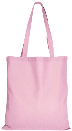 TEXXILLA Baumwolltasche - OEKO-TEX 100 zertifiziert | mit zwei langen Henkeln | 38x42cm | Jutebeutel | Einkaufstasche | unbedruckt, Farbe:rosa