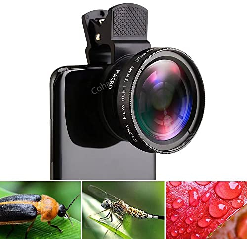 2 in 1 Handy Objektiv Macro Phone Camera Lens,Weitwinkel Makro Objektiv Cell Phone Camera Lens 2 in 1,Macro Lens Clip on Smartphone Objektiv Kit,Phone Kameras Objektiv Kit Universal Objektiv Kit